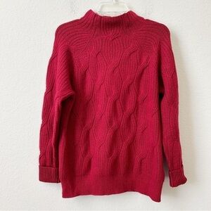 New Amazon Essentials Cable Knit Mock neck chunky fisherman style sweater Sz L
